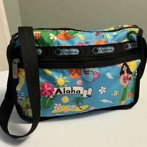 LeSportsac Rare Blue Hawaii Exclusive Aloha Oahu Crossbody Bag Vintage USA EUC